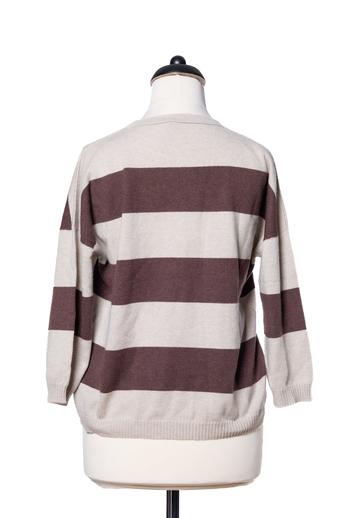 Brunello Cucinelli Pullover Bordeaux/Beige gestreift
