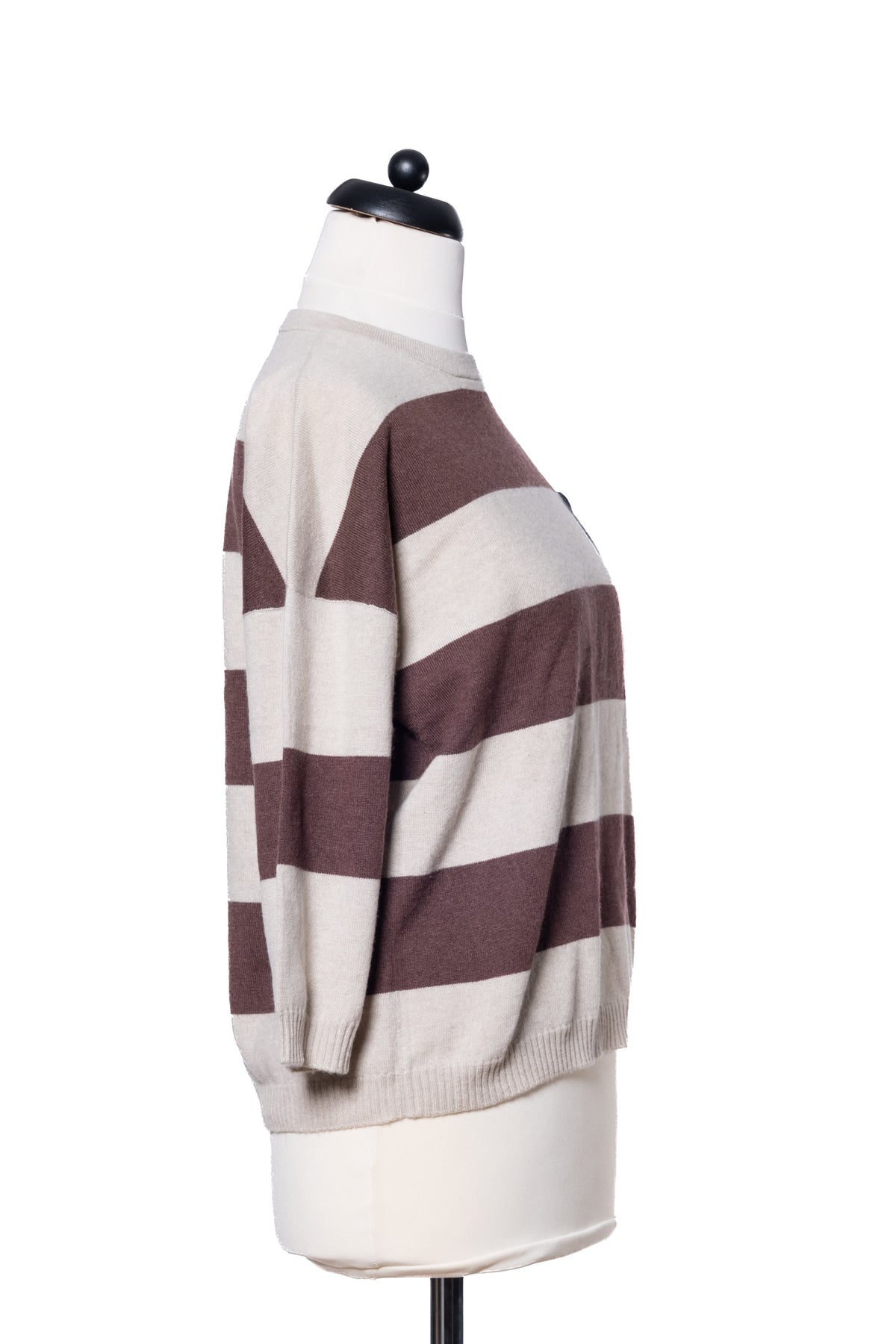 Brunello Cucinelli Pullover Bordeaux/Beige gestreift