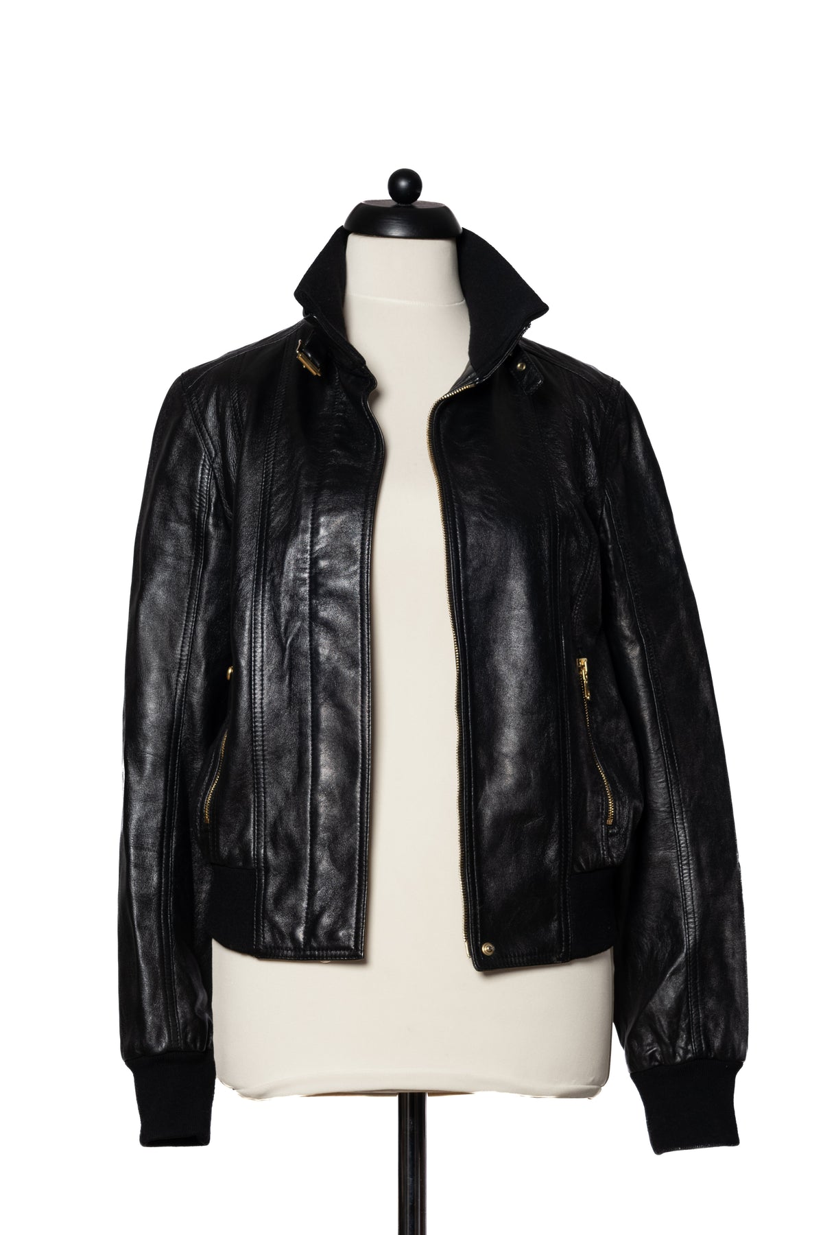 Dolce&Gabbana Lederjacke Schnallenkragen Schwarz