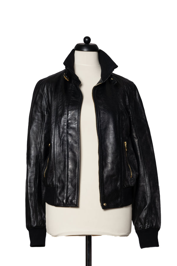 Dolce&Gabbana Lederjacke Schnallenkragen · Schwarz · Gr. S