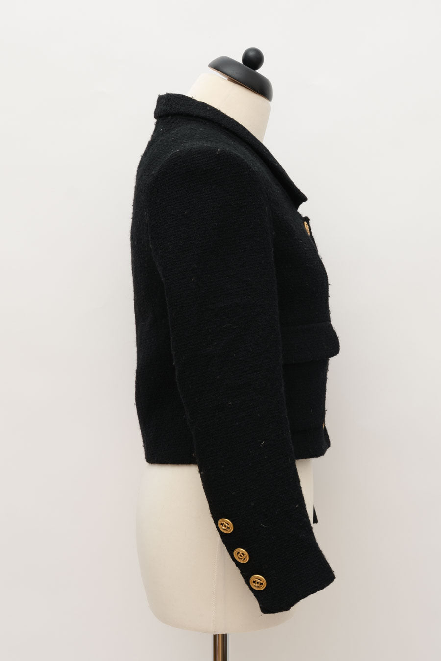 Chanel Tweed Jacke Cropped Schwarz
