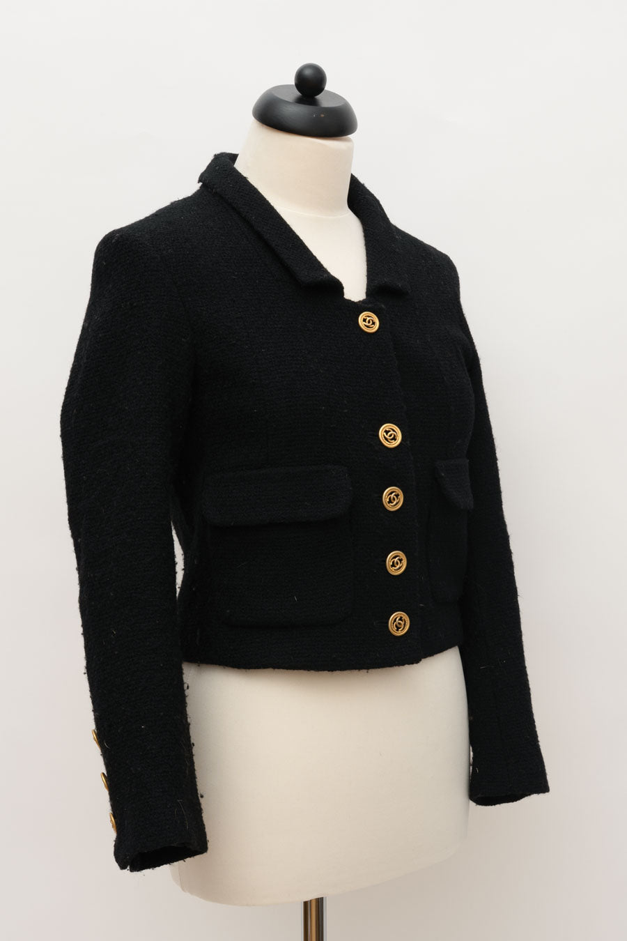 Chanel Tweed Jacke Cropped Schwarz