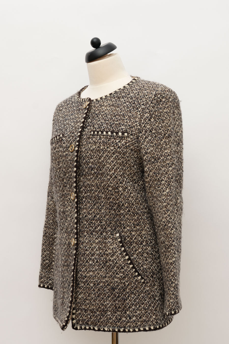Chanel Tweed Jacke Braun