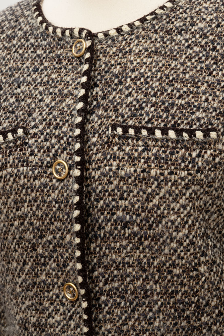 Chanel Tweed Jacke Braun