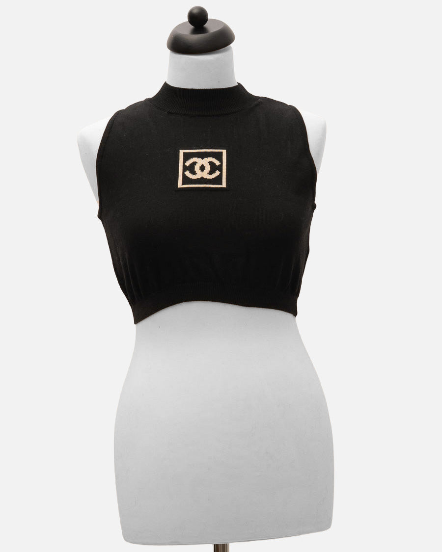 Chanel Crop Top Schwarz Identification Line
