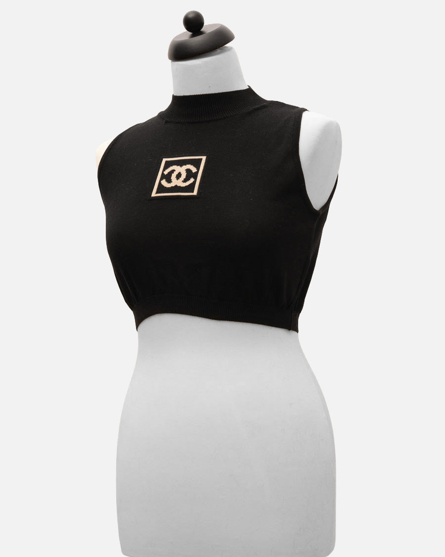 Chanel Crop Top Schwarz Identification Line