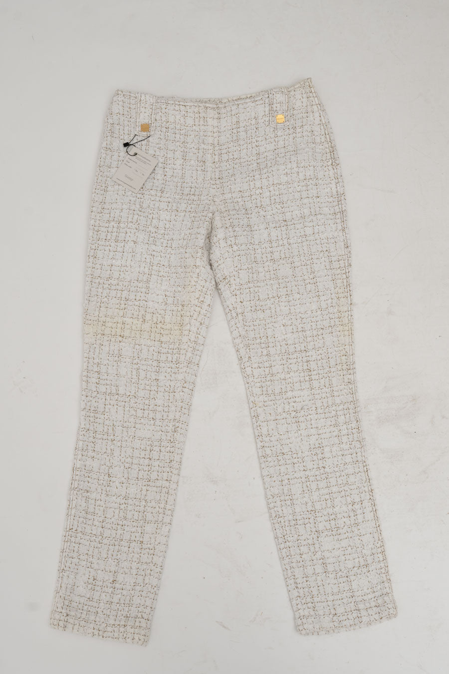 Chanel Tweedhose in Weiß Braun