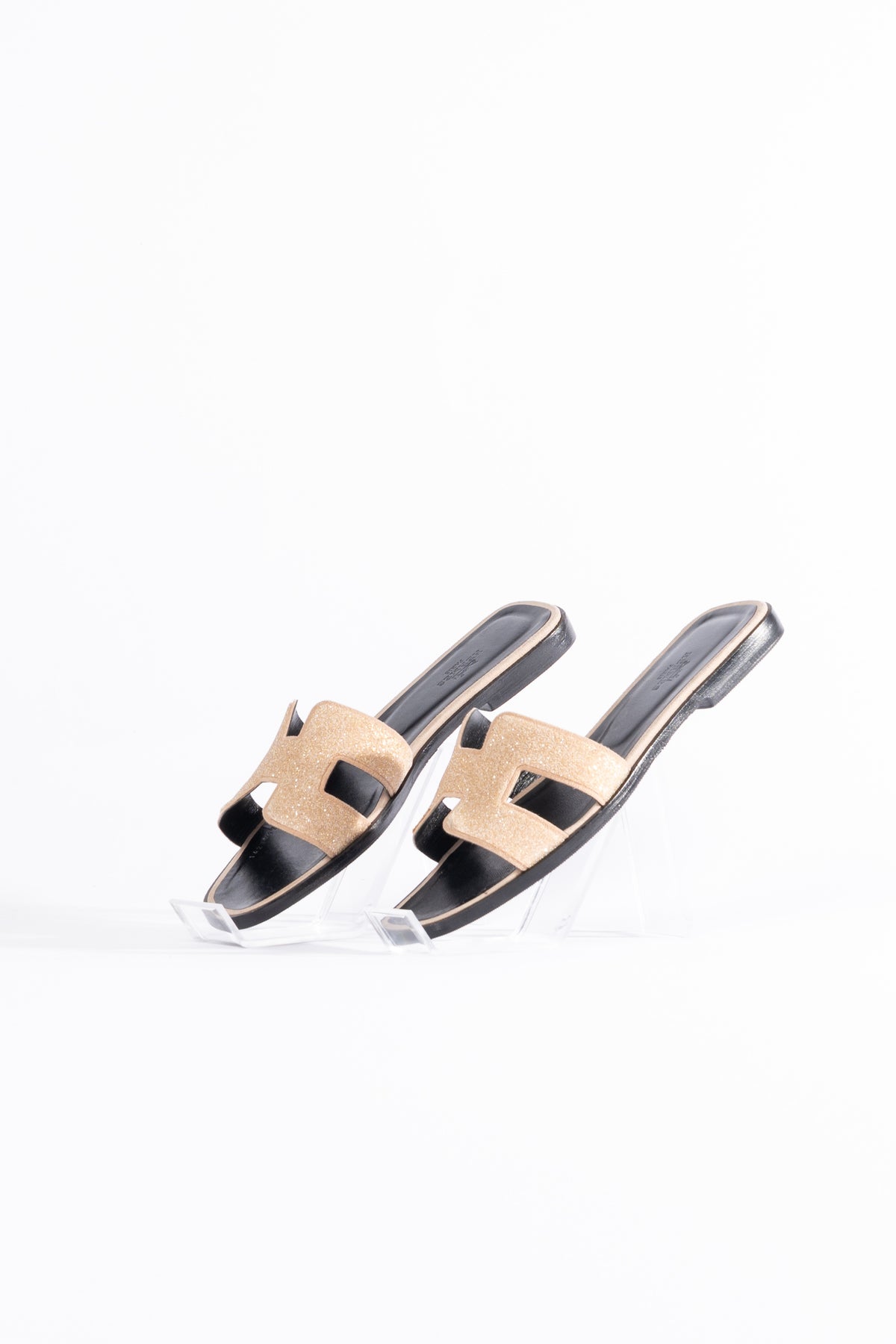 Hermès Oran Sandalen Crystal Powder Nude