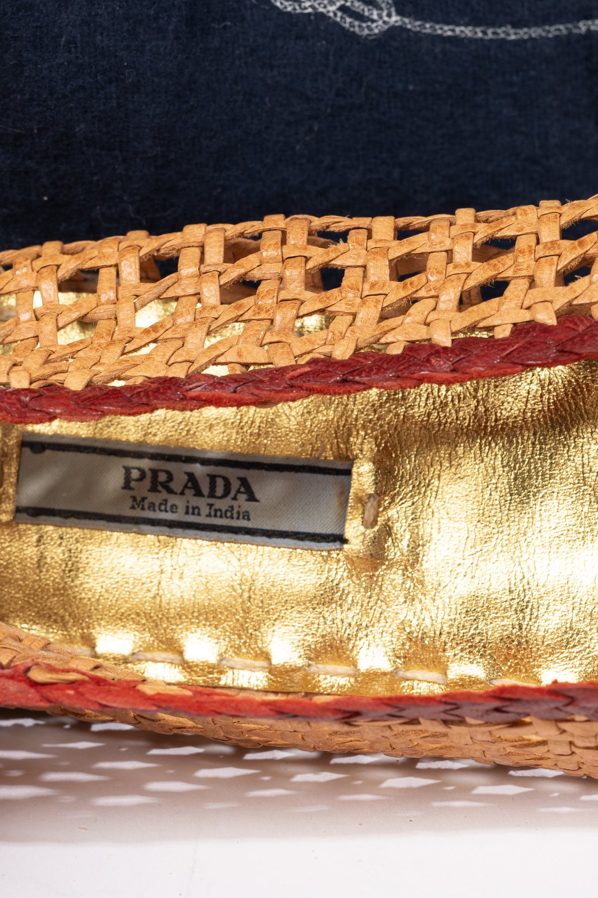 Prada Flechtballerina · Orange/Schwarz/Rot