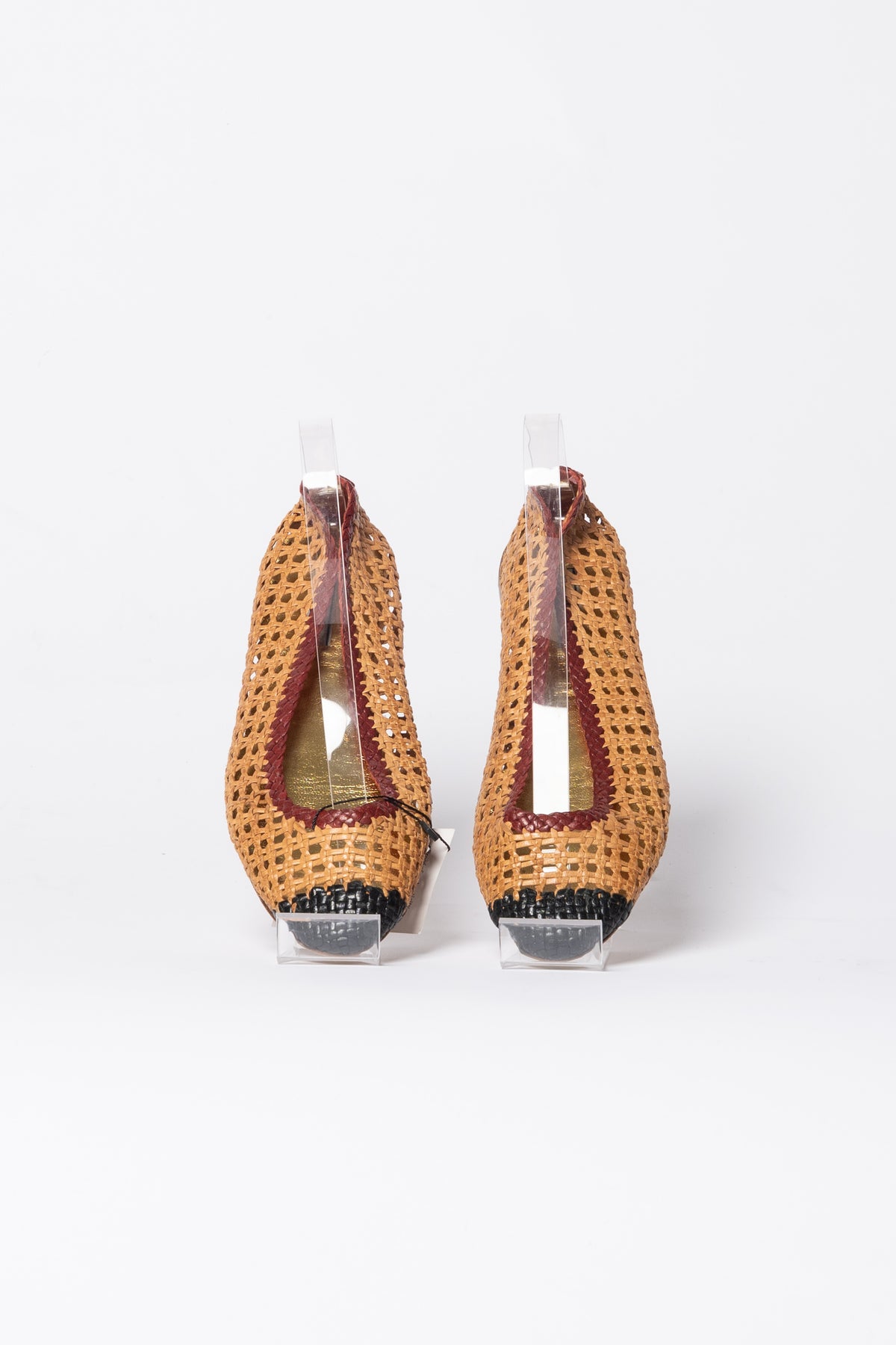 Prada Flechtballerina · Orange/Schwarz/Rot