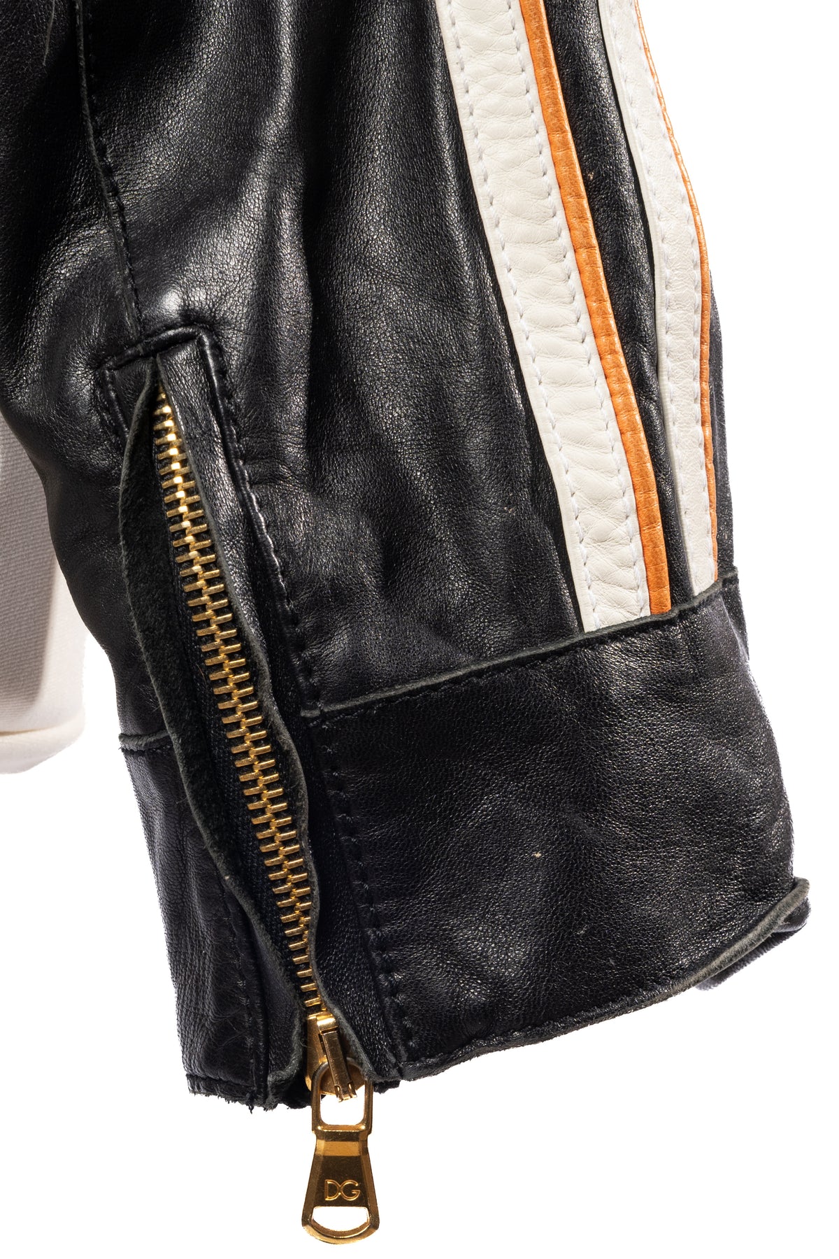 Dolce&Gabbana Lederjacke Racing Schwarz