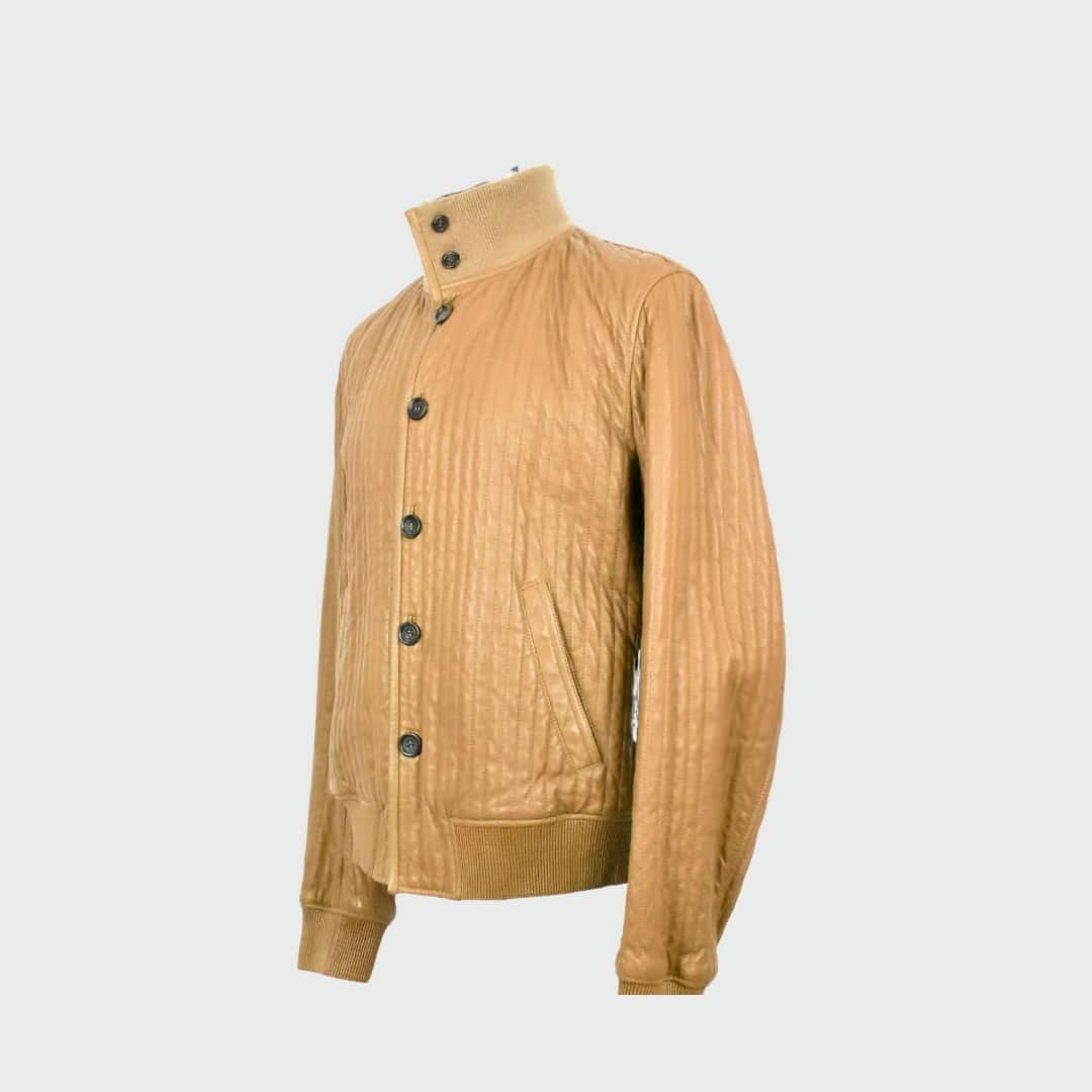 Dolce&Gabbana Lederjacke mit Knopfleiste Braun