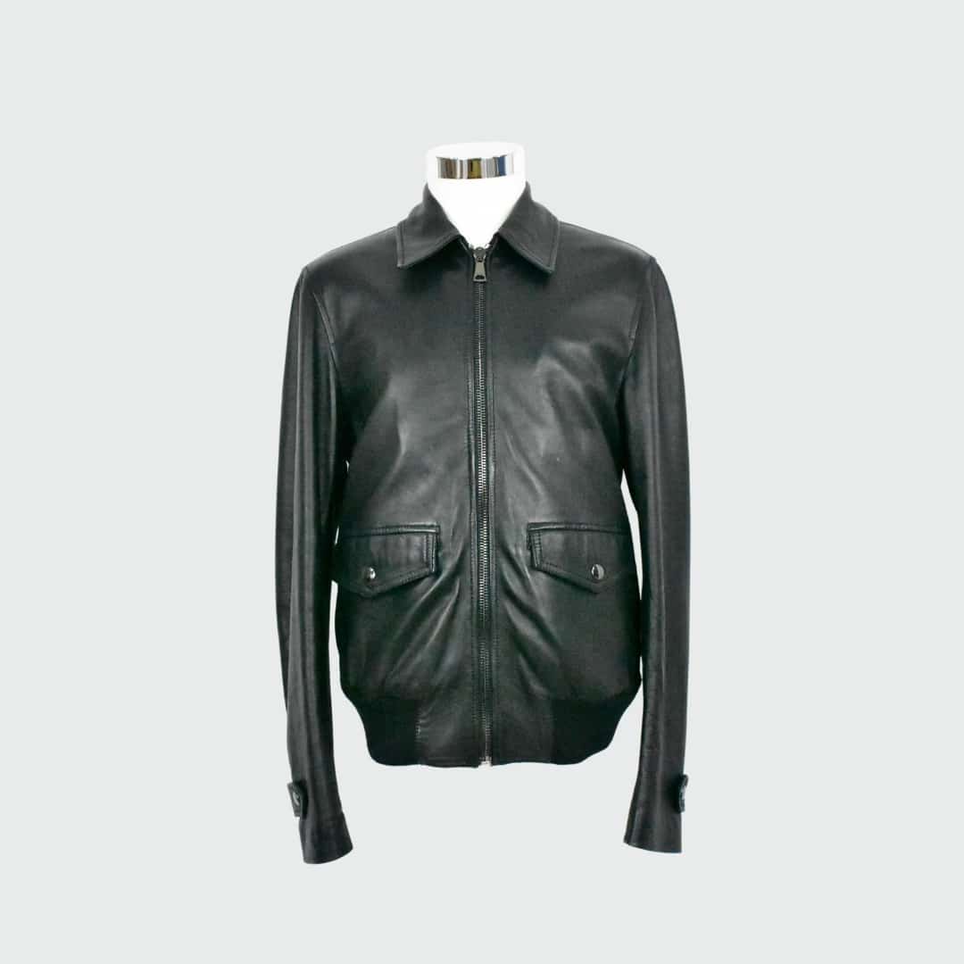 Dolce&Gabbana Lederjacke Kent-Kragen Schwarz